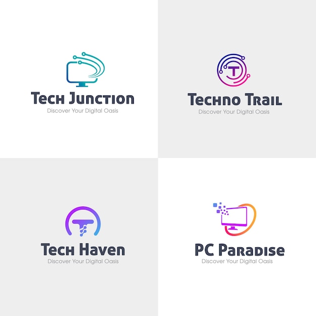 Abstract vector collection of technology logos