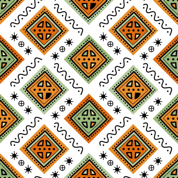 Abstract vector ethnic art Decorative romb ornamental seamless pattern