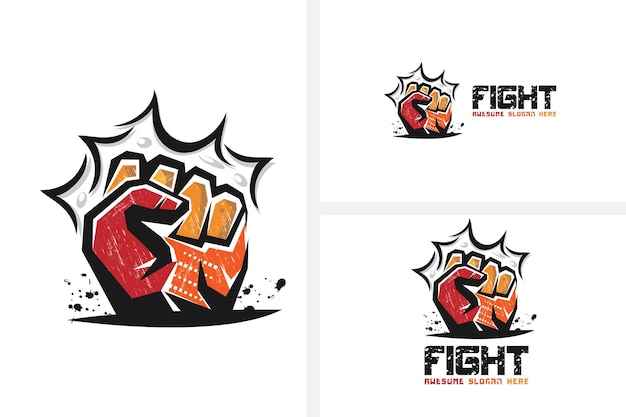 Abstract vector fist logo design modern fight template