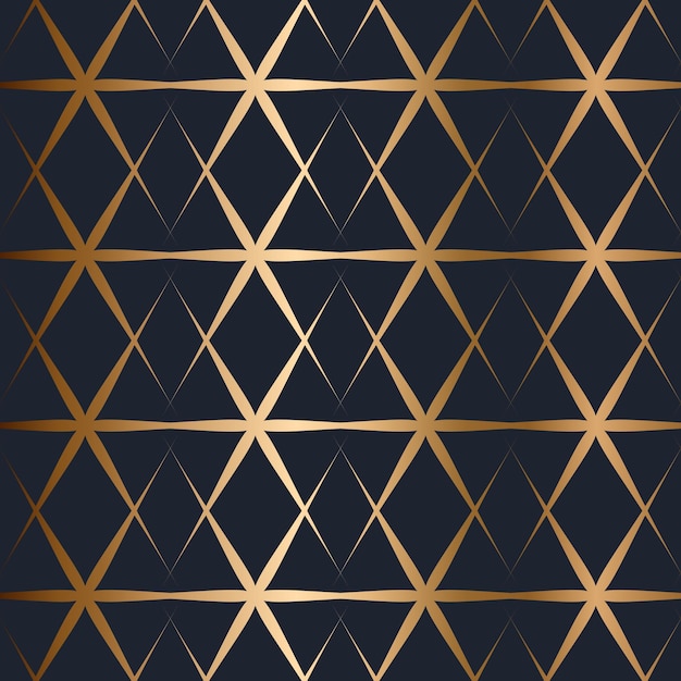 Abstract vector geometric seamless golden pattern Blue background