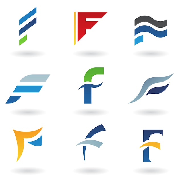 Abstract Vector Icons Based on the Letter F