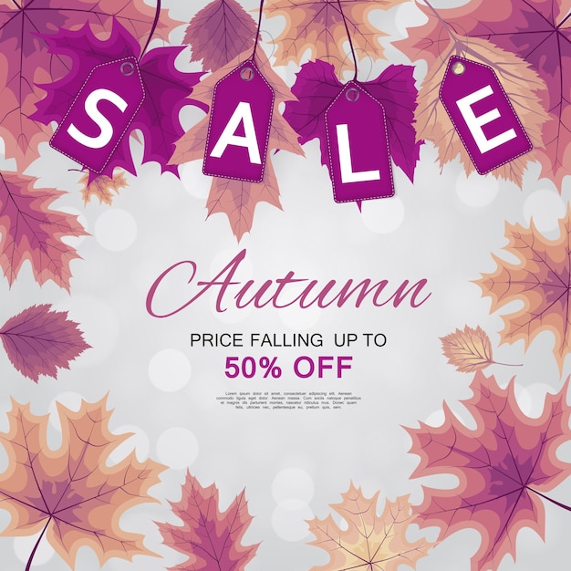 Abstract Vector Illustration Autumn Sale Background with Falling Autumn Leaves. EPS10