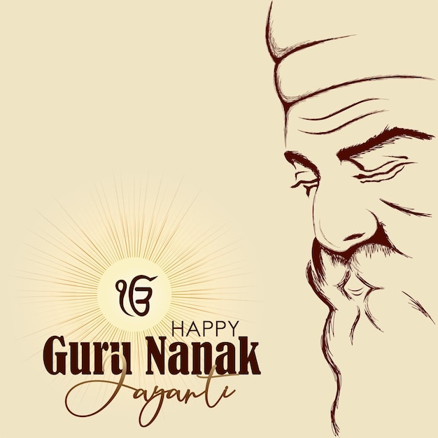 Abstract vector illustration happy guru nanak jayanti.