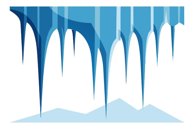 Vector abstract vector illustration of icicles hanging from a snowy roof