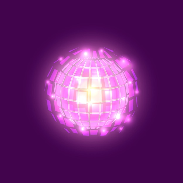 Vector abstract vector illustration in purple and pink colors glowing sphere design