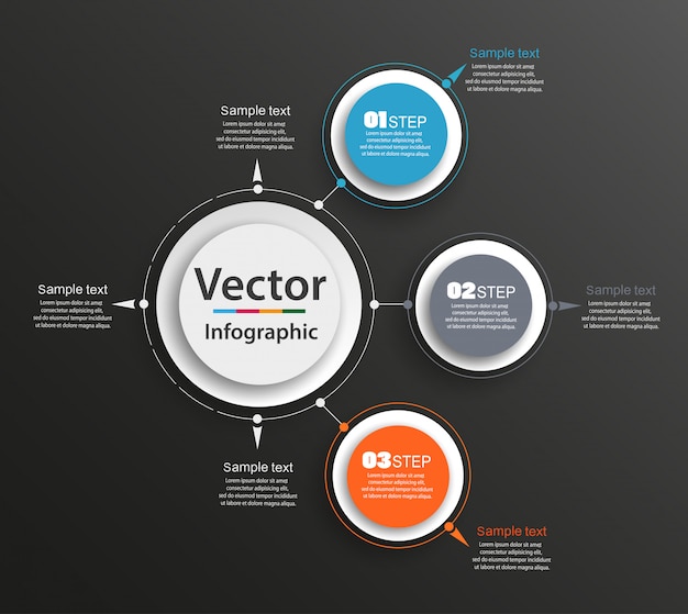 Abstract vector infographics number options template with 3 steps