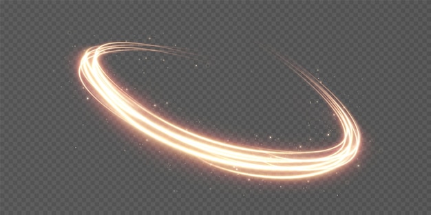 abstract vector light effect of golden line of light. movement light lines moving in a circle.