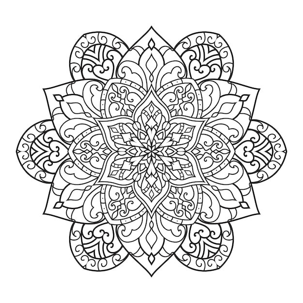 Abstract Vector mandala Pattern.Black and white illustration.Outline.Coloring page for coloring book