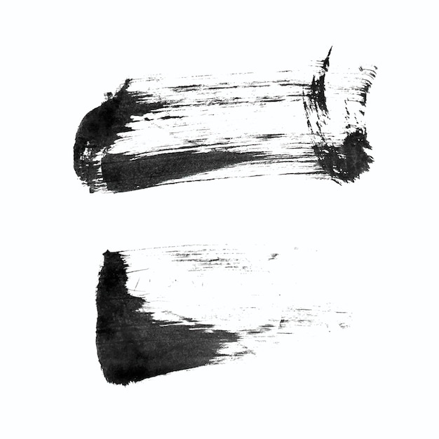 Abstract vector paint smears set Hand drawn design element Black ink marks on white background Grunge texture