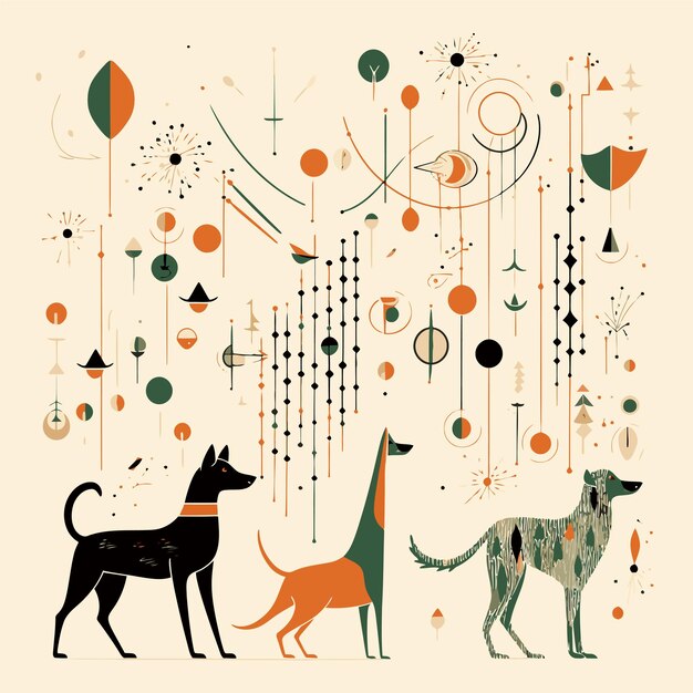 Vector abstract vector patter in concept of dogs puppies playful and organic shapes