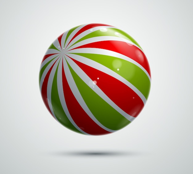 Abstract vector realistic glossy sphere, beautiful festive ball decorated with pattern, graphic design element.