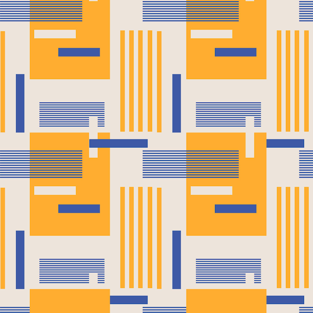 Abstract vector seamless pattern in retro style Geometric shapes rectangles and stripes