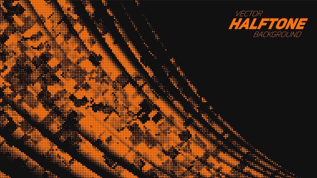 Abstract vector torn orange halftone corner wave. Scrathed dotted texture element.