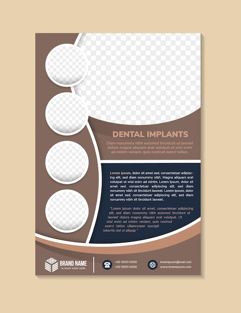 abstract vertical flyer design template with headline is dental implant