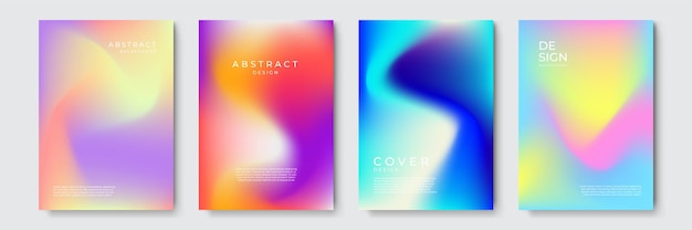 Abstract vibrant gradient geometric cover designs, trendy brochure templates, colorful futuristic posters. Vector illustration.