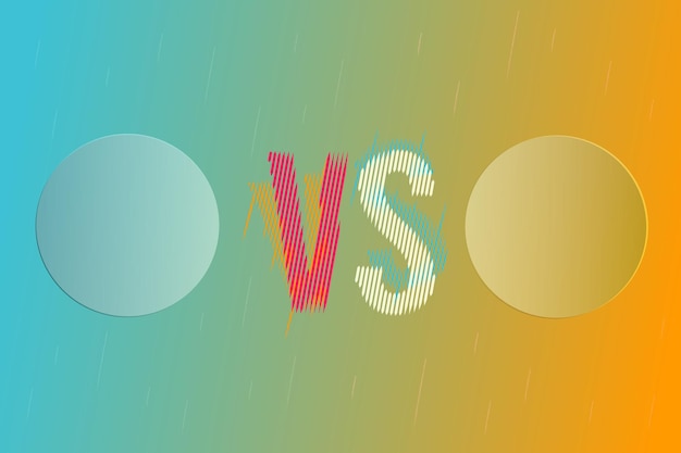 Abstract vs versus background for difference comparison. Vector template