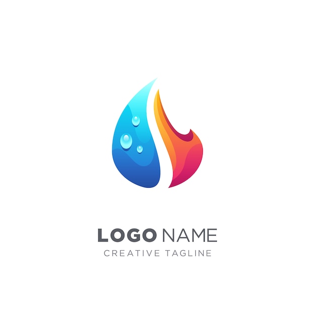 Abstract water drop and fire logo