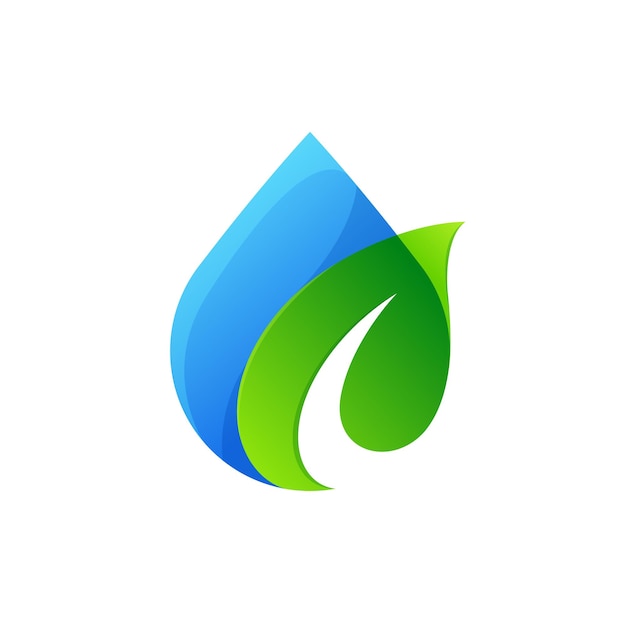 Abstract Water Drop and Green Leaf Logo Shape Symbol Nature Logo