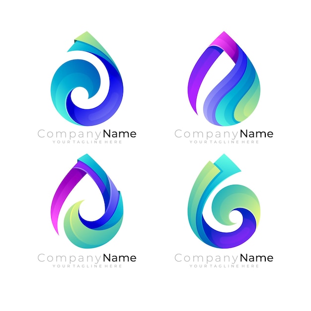 Abstract water drop logo with blue color, drop icon