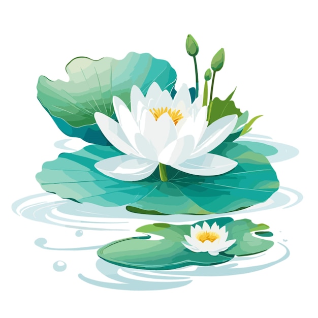 Abstract Water Lily Paintings vector on white background