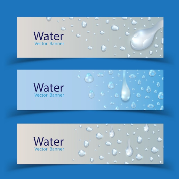 Abstract Water transparent drops banner set