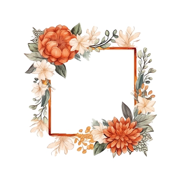 Abstract watercolor boho floral frame