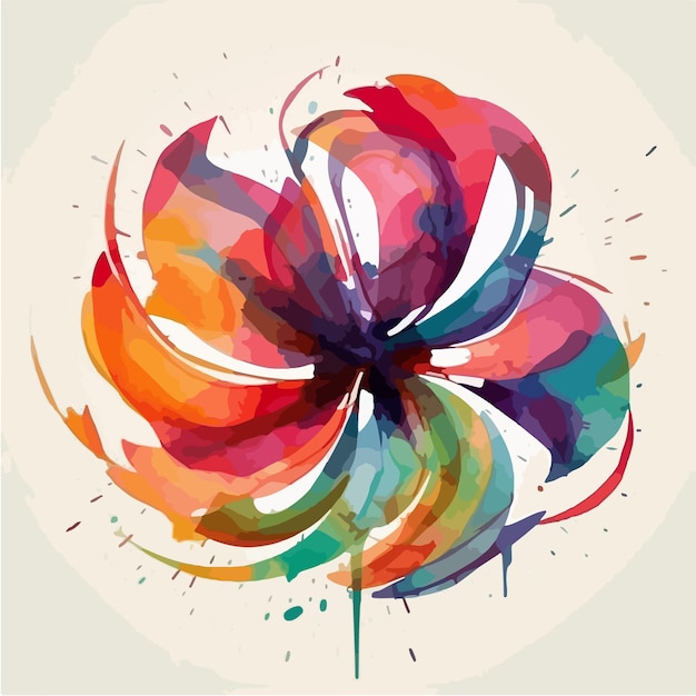 abstract watercolor colorful flower white background flat colors vector illustration digital art