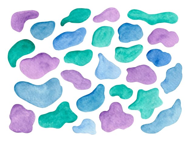 Vector abstract watercolor hand painted irregular shapes blob background