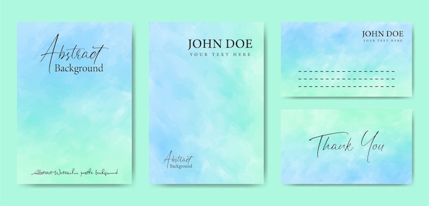 Abstract watercolor pastel background set for Wedding invitation card Letterhead and Business card