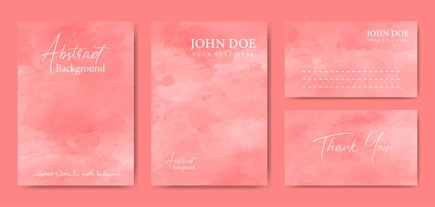 Abstract watercolor pastel background set for Wedding invitation card Letterhead and Business card