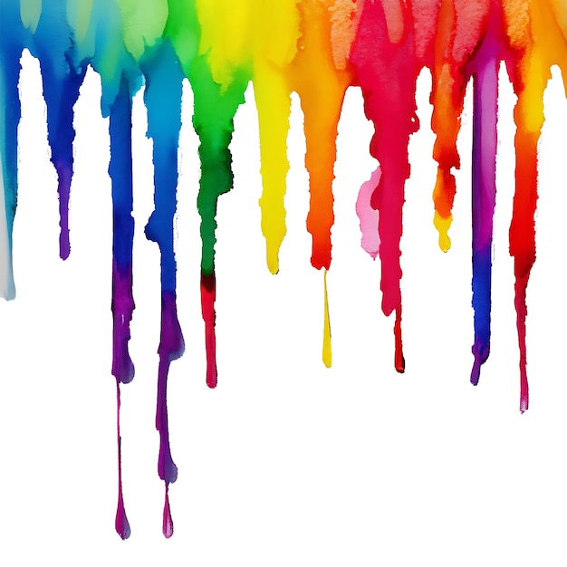 Vector abstract watercolor rainbow gradient stain watercolor drips isolated on white background