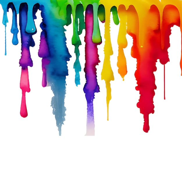 Abstract watercolor rainbow gradient stain Watercolor drips isolated on white background