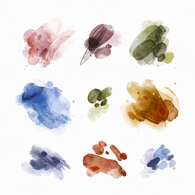 Vector abstract watercolor stains collection