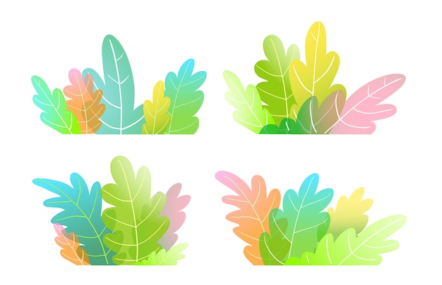 Abstract watercolor style forest trees, bush or leaves colorful cartoon for kids.