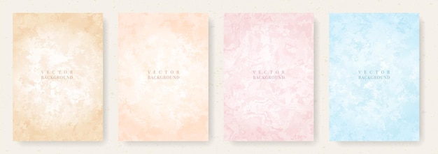 Abstract watercolor texture background set Pink blue brown beige vector marble pattern