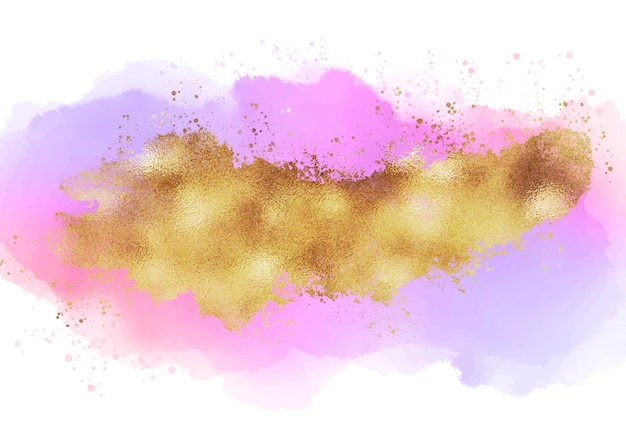 Abstract watercolour background with gold foil elements