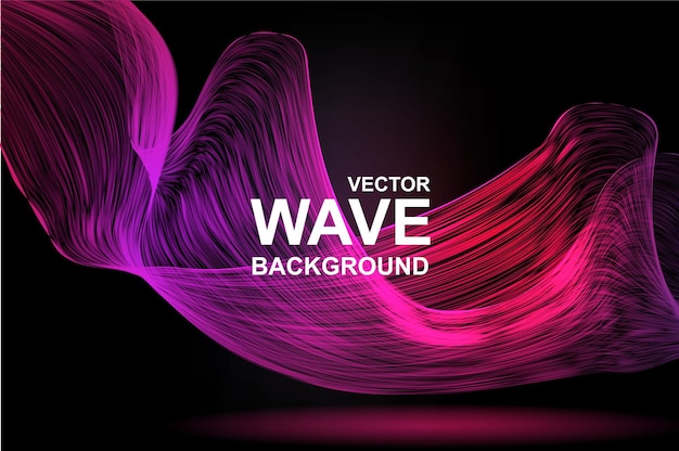 Abstract wave background Wavy smooth fractal lines with purple and pink gradient and glowing effect