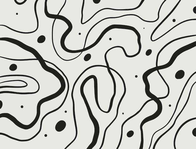 Abstract wave lines hand drawn black color elements set