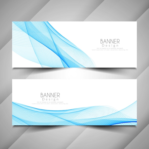 Abstract wave style elegant banners set