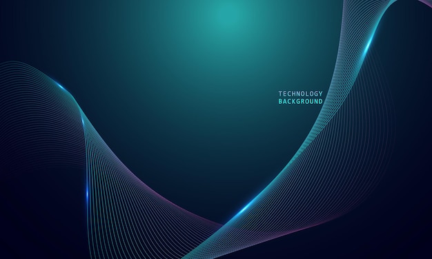 Abstract wave technology background with blue light smooth and flow