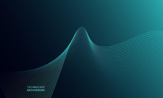 Abstract wave technology background with blue light smooth and flow