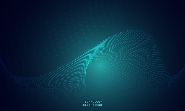 Abstract wave technology background with blue light smooth and flow