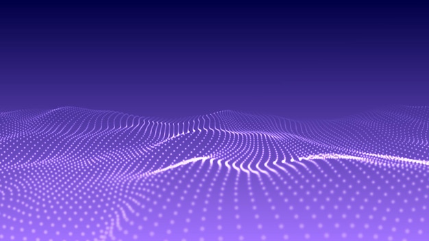 Abstract wave with moving dots Flow of particles Cyber technology illustration