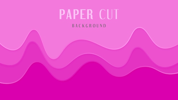 Abstract Waves Pink Papercut Style Design Background