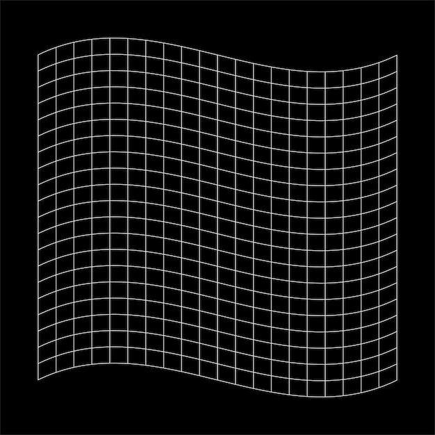 Abstract wavy 3d mesh on a black background Geometric dynamic wave 3d technology wireframe vector