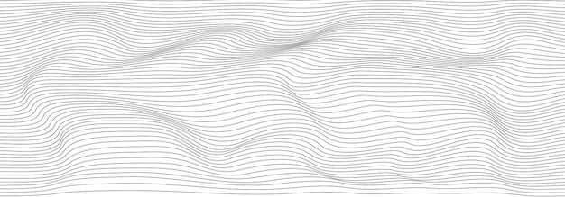 Abstract wavy 3d mesh on a white background Geometric dynamic wave 3D technology wireframe Vector illustration