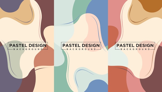 Abstract wavy background pastel color design set