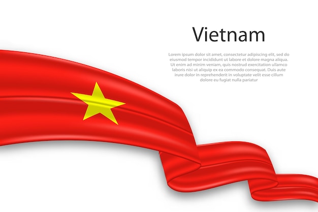 Vector abstract wavy flag of vietnam on white background