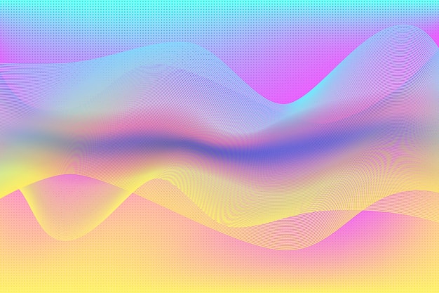 Abstract wavy holographic vibrant color background