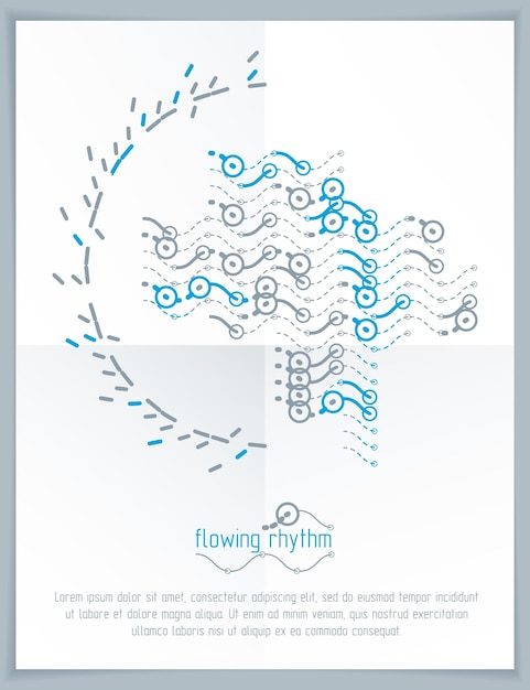 Vector abstract wavy lines rhythm pattern for use in graphic and web design. vector technology flyer template.